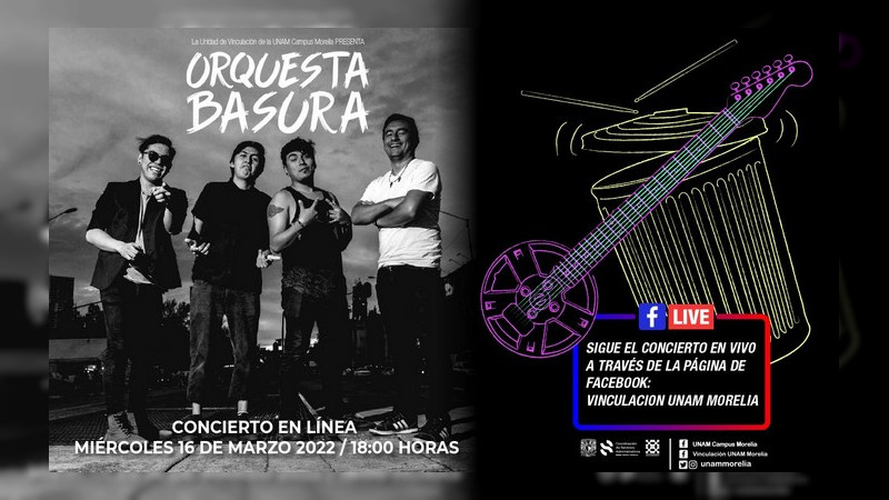 Orquesta Basura en concierto; presenta UNAM Campus Morelia, Michoacán 