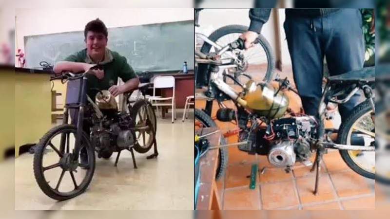 Joven diseña moto que funciona con agua salada y causa asombro