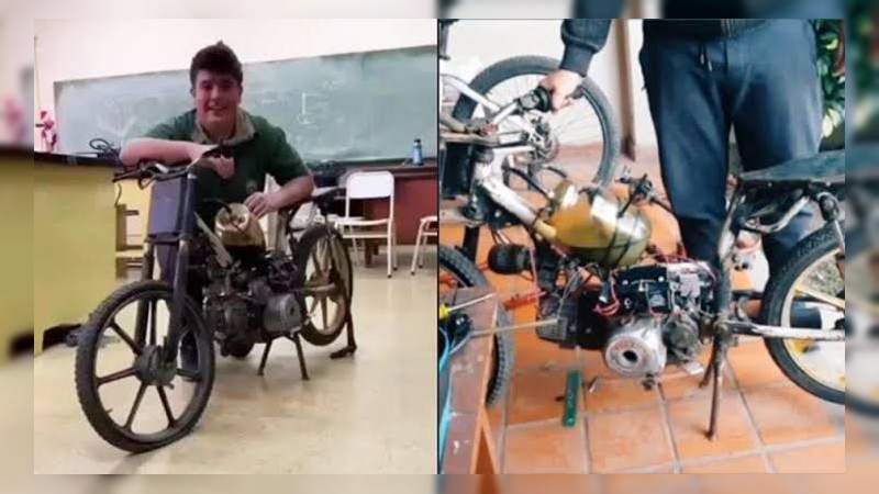 Joven diseña moto que funciona con agua salada y causa asombro 