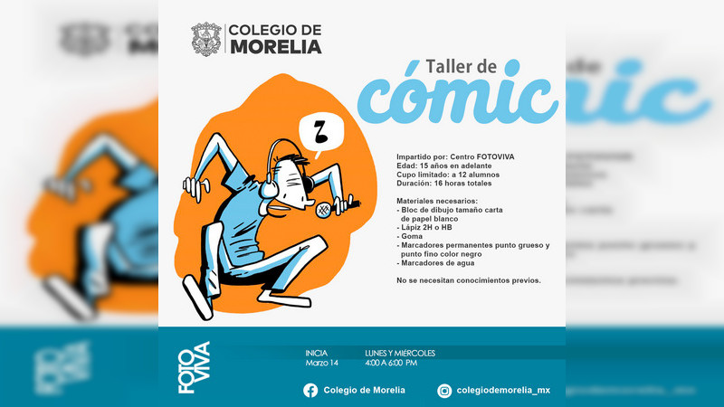Taller de Cómic iniciara el próximo 23 de marzo en el Colegio de Morelia  