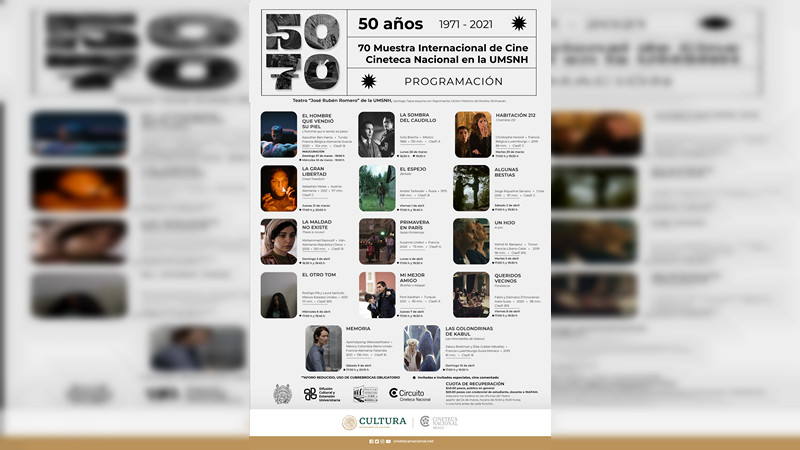 Muestra internacional de Cine se la Cineteca Nacional será exhibida por la UMSNH en Morelia, Michoacán  