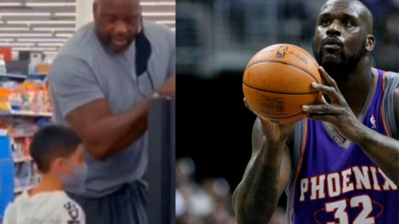 Shaquille O’Neal le regala bicicleta a un niño en supermercado 