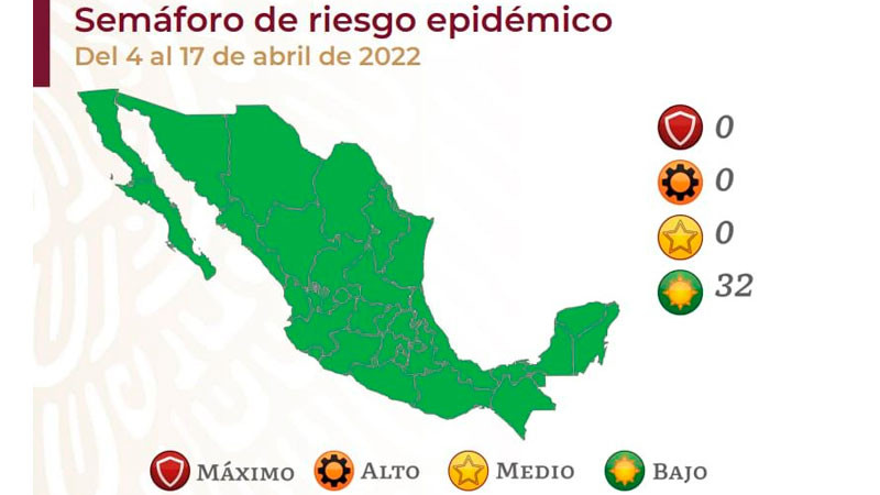 Secretaría de Salud informa, Michoacán seguirá en color verde del semáforo epidémico