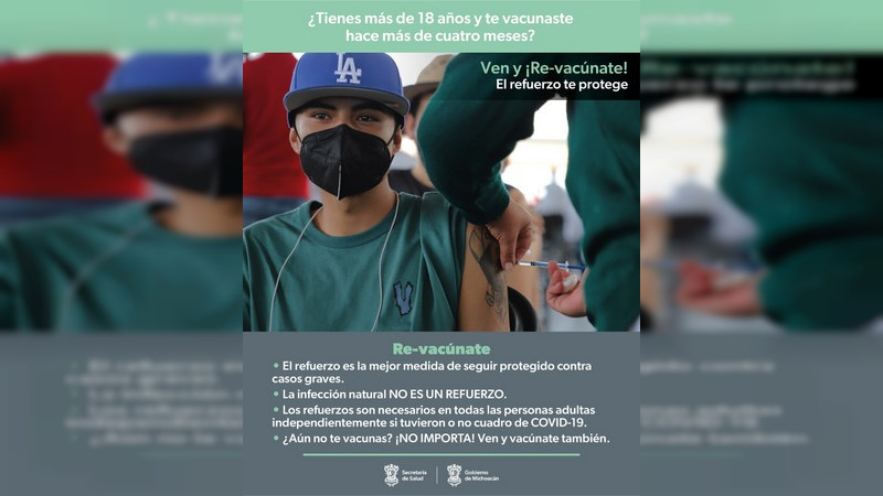 Secretaria de Salud de Michoacán anuncia cuarta dosis de vacunas anti COVID-19  