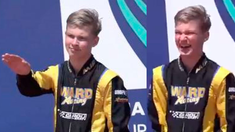 Piloto ruso indigna al hacer saludo nazi en ceremonia de premiación; le costó fuertes sanciones 