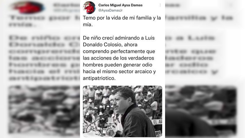 “Temo por la vida de mi familia y por mí”: Carlos Miguel Aysa Damas