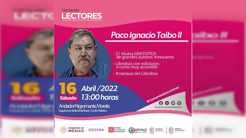 Este sábado Paco Ignacio Taibo II estará en el Clavijero