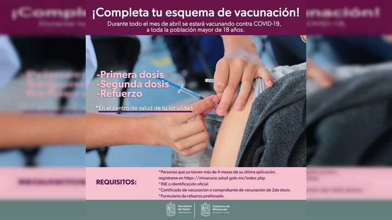 Jornadas de vacunación contra COVID-19 se intensificaran todo el mes de abril 