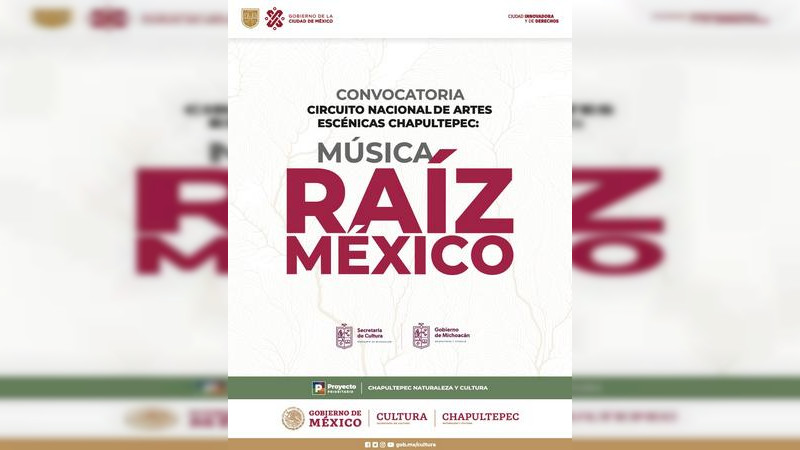 La SECUM invita a músicos michoacanos a participar en la convocatoria federal Circuito Nacional de Artes Escénicas Chapultepec: Raíz México 