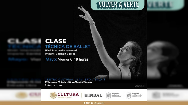 La SECUM, invita a la Clase Magistral “Técnica de Ballet”, impartida por la experimentada Carmen Correa 