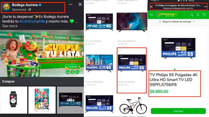 Exhiben a Bodega Aurrerá por mentir en publicidad; oferta TV en 5 mil pesos y la vende al doble