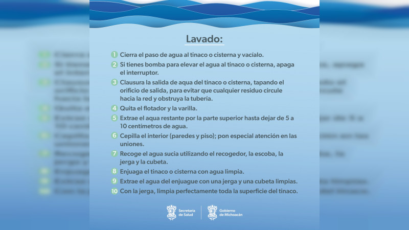 En temporada de calor la SSM recomienda lavar y desinfectar tinacos y cisternas