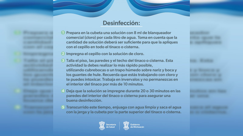 En temporada de calor la SSM recomienda lavar y desinfectar tinacos y cisternas