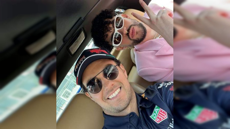 Bad Bunny y Checo Pérez llegan juntos al Gran Premio de la Fórmula 1 en Miami 