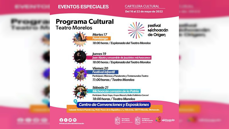La Secretaría de Cultura de Michoacán invita a disfrutar de su programación cultural de esta semana para toda la familia 