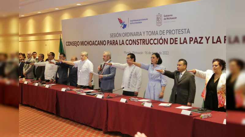 Bedolla toma protesta al Consejo Michoacano para la Construcción de la Paz y la Reconciliación