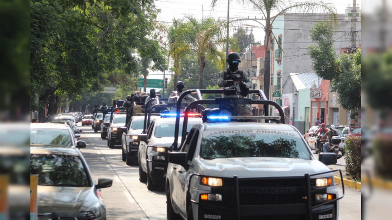 Elementos de la Guardia Nacional refuerza acciones de seguridad en Zamora, Michoacán 