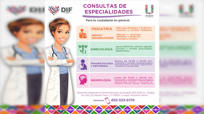 DIF ofrece consultas médicas de especialidades 