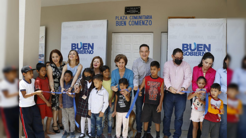 INEA, Gobierno de Zamora e iglesia, inaugura plaza comunitaria "Buen comienzo" 