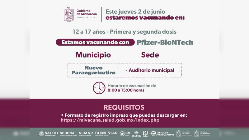 SSM, aplica segundas dosis anti COVID-19, a menores de 12 a 17 años en 13 municipios 
