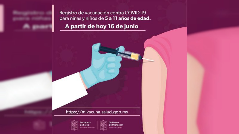 Abre plataforma de registro para vacunación anti COVID-19 a niñas y niños de 5 a 11 años  
