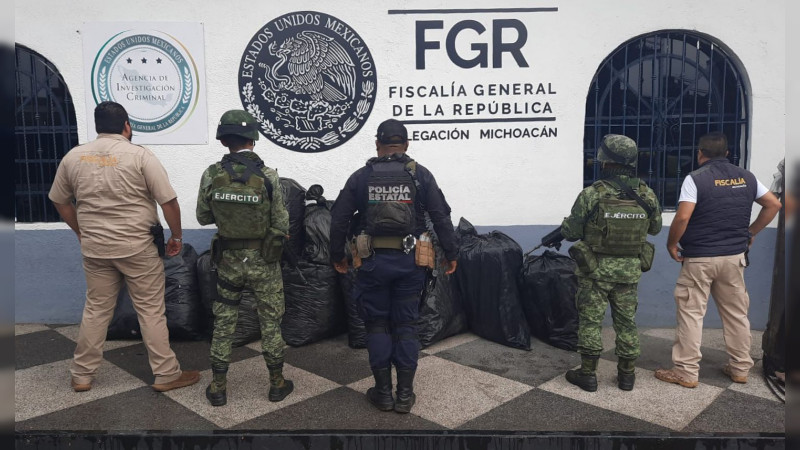 Aseguran marihuana con valor de en ocho millones de pesos en Zitácuaro, Michoacán 