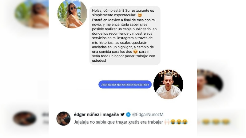 No necesito publicidad de alguien que solo sube fotos en traje de baño: Chef Edgar Núñez