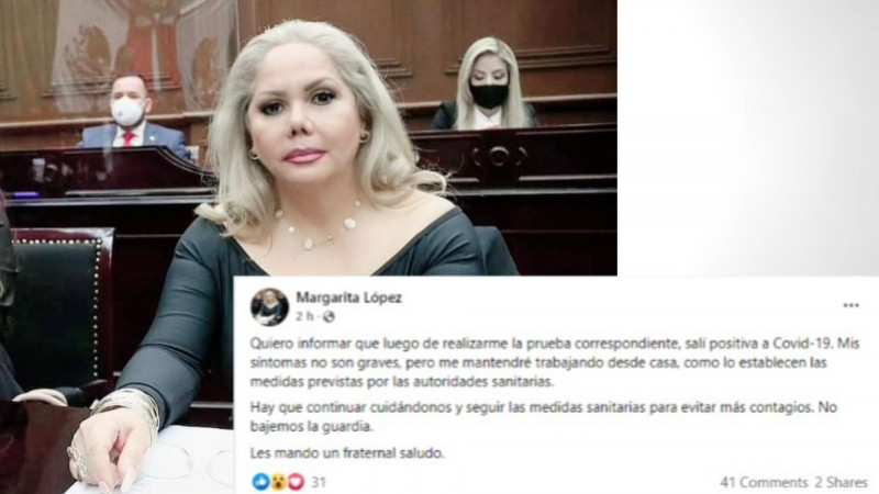 Diputada Margarita López informa que está contagiada de Covid-19 