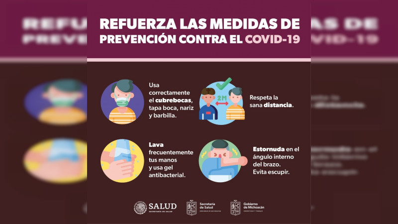Michoacán, se coloca a nivel nacional en el número 30 en casos positivos a COVID-19 