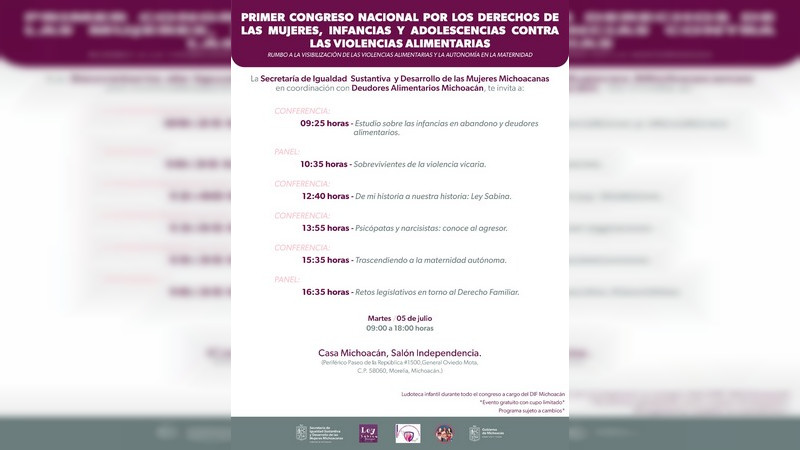 Invita Seimujer a Primer Congreso Nacional Contra las Violencias Alimentarias 