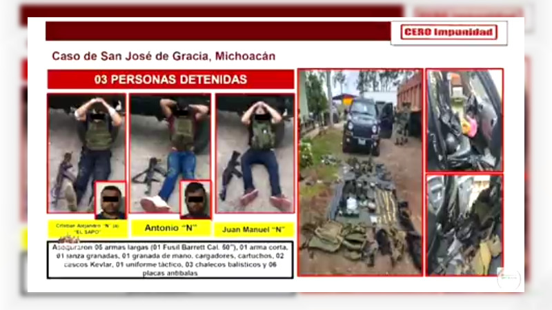 Hay dos detenidos por masacre en San José de Gracia, Michoacán: Gobierno federal 