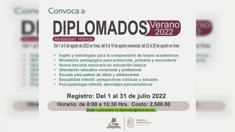 Anuncia El Instituto Michoacano de Ciencias de la Educación cursos de verano en modalidad híbrida