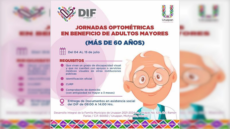 Promueve DIF Uruapan salud visual de adultos mayores