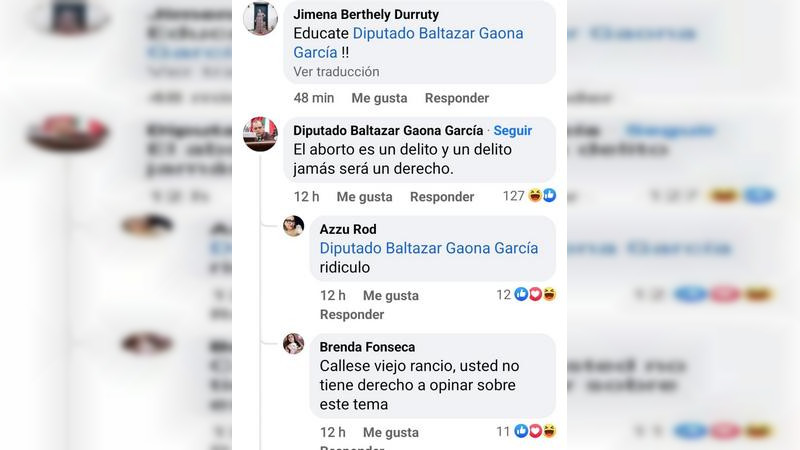 Baltazar Gaona se va contra feministas y termina apabullado con insultos; desde “pusilánime” y hasta “ridículo” lo califican