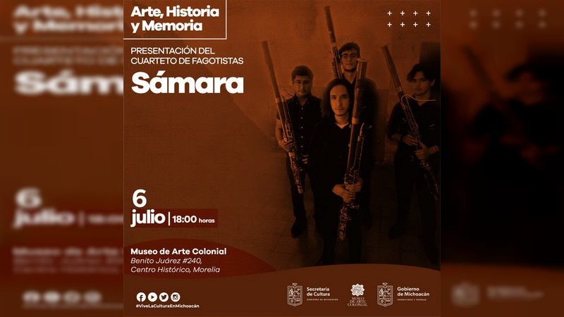 El Cuarteto Sámara se presentará en el Museo de Arte Colonial 