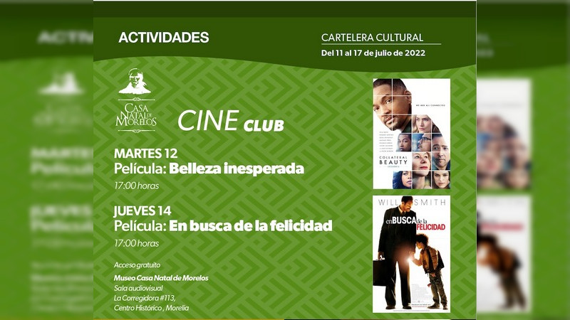 Museo Casa Natal de Morelos presenta dos películas estadounidenses en Cine Club