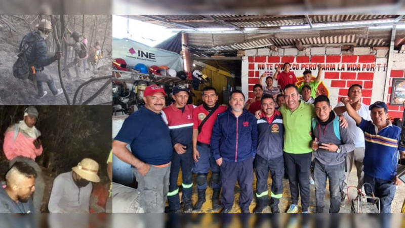 Usa Carlos Herrera Tello a Bomberos de Zitácuaro para hacer campaña disfrazada: Son los mismos a los que olvidó en un cerro incendiado 