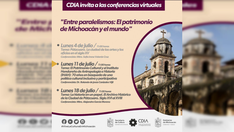 Invita Secretaría de Cultura de Michoacán a conferencia sobre Archivo Histórico de Pátzcuaro
