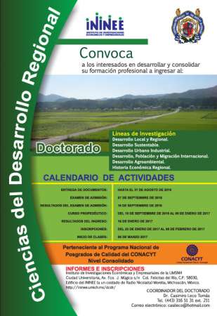 UMSNH abre convocatoria Doctorado en Ciencias de Desarrollo Regional 