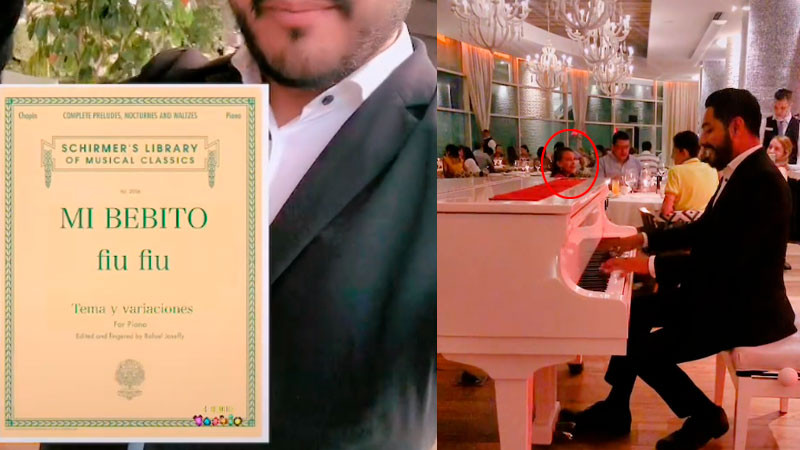 Pianista toca "Mi Bebito fiu fiu" en restaurante de lujo; sorprende reacción de la gente 