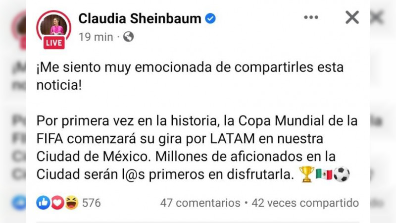 Copa del Mundo de la FIFA arrancará su gira internacional en México y América Latina
