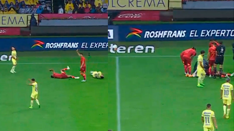 Jugador del América queda noqueado unos instantes tras choque de cabezas 