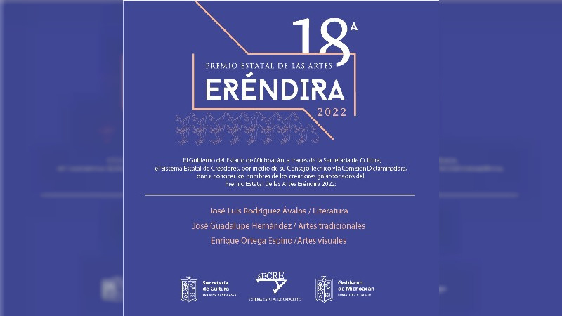 Secum da a conocer los resultados del 18° Premio Estatal de las Artes Eréndira 