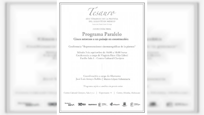 Centro Cultural Clavijero invita a las actividades en el marco de la exposición de Tesauro 