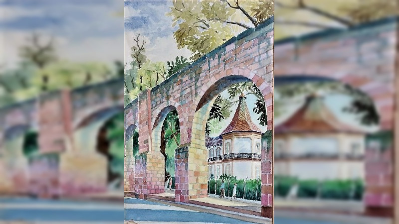 Acuarela del Acueducto de Nicolás de la Torre, pieza del mes en el MACAZ