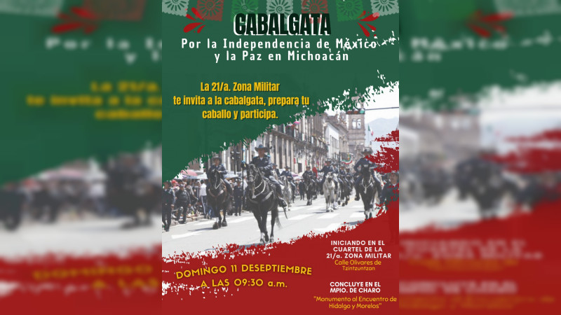 Invitan a cabalgata “Independencia de México y La Paz en Michoacán” 