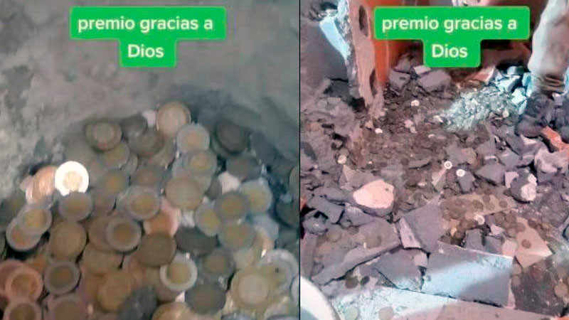 Albañiles con suerte encuentran tesoro escondido en pared de una construcción 