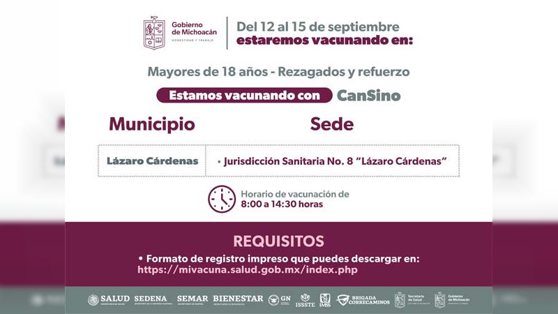 Inicia Morelia y Uruapan aplicación de segunda dosis anti COVID-19 a menores de 5 a 11 años