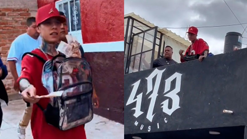 Santa Fe Klan regala billetes de 500 a vecinos de su barrio en Guanajuato 
