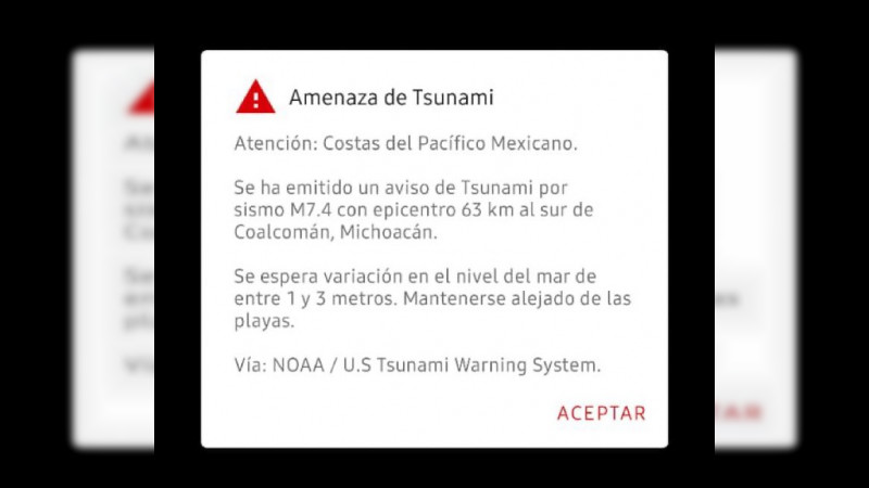 Alerta de tsunami en 4 entidades luego de sismo con epicentro en Michoacán 